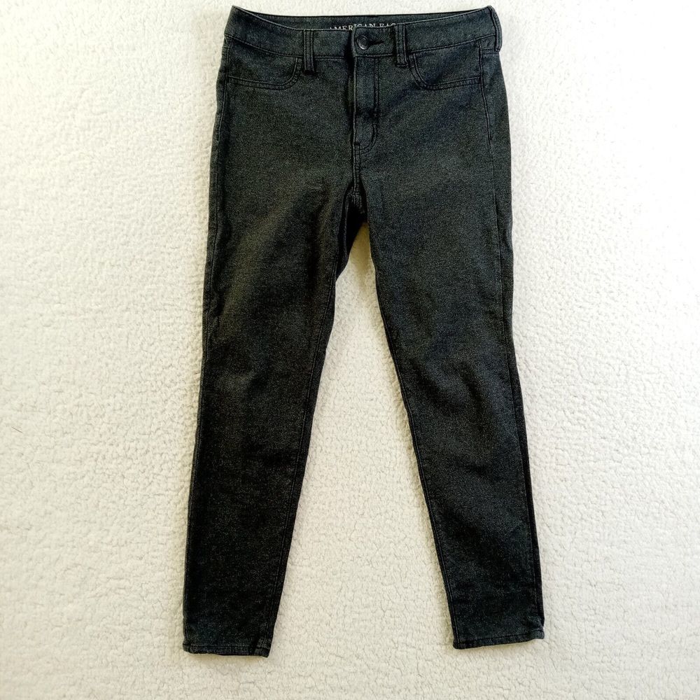 American Eagle Jegging Sz 8 Stretch Denim Distressed Cotton Sky High Rise Cotton